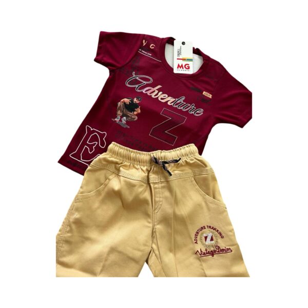 Upgrade your child’s wardrobe with this everyday essential cotton T-shirt and shorts set. Designed for both comfort and style, the soft cotton fabric ensures easy movement, while the elastic waistband keeps the shorts secure. Ideal for casual wear or outdoor adventures, this outfit is perfect for kids who love to stay active and look good.