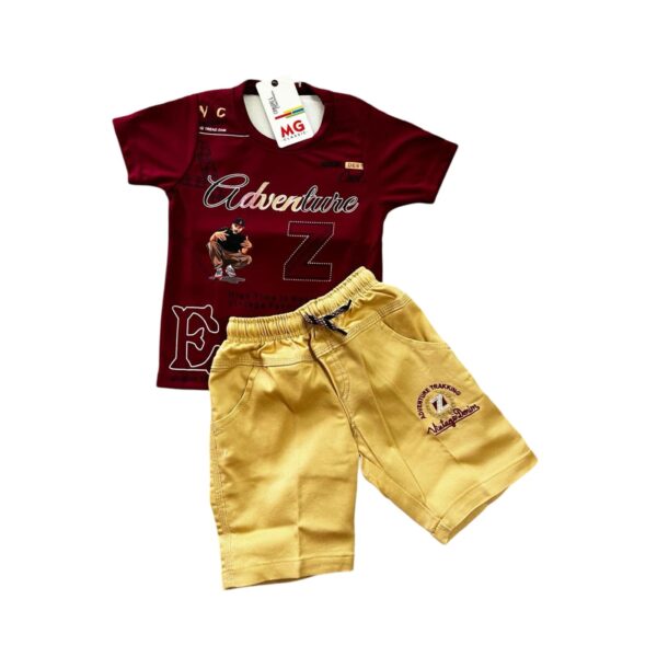 Upgrade your child’s wardrobe with this everyday essential cotton T-shirt and shorts set. Designed for both comfort and style, the soft cotton fabric ensures easy movement, while the elastic waistband keeps the shorts secure. Ideal for casual wear or outdoor adventures, this outfit is perfect for kids who love to stay active and look good.