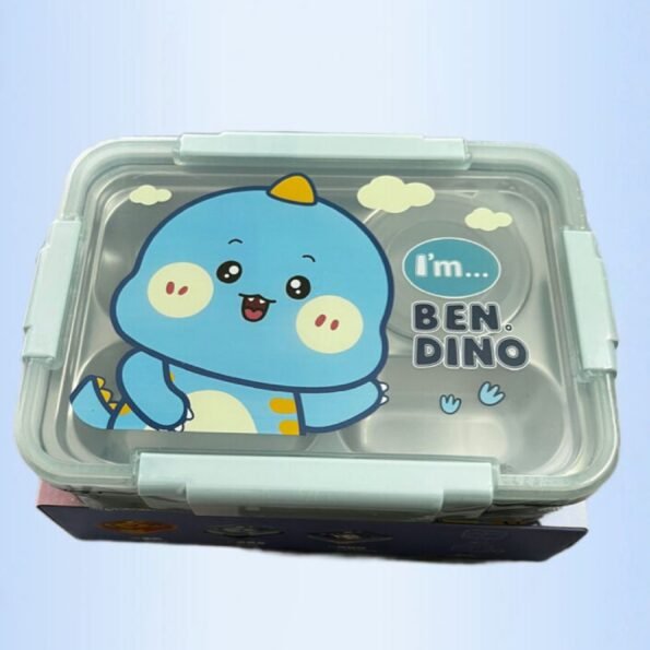 Dino 4 Division Stainless Steel Jumbo Lunch Box