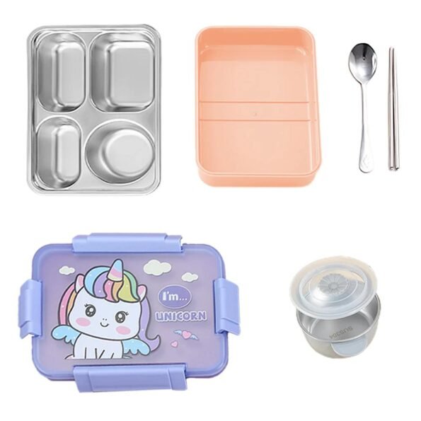 Unicorn 4 Division Stainless Steel Jumbo Lunch Box